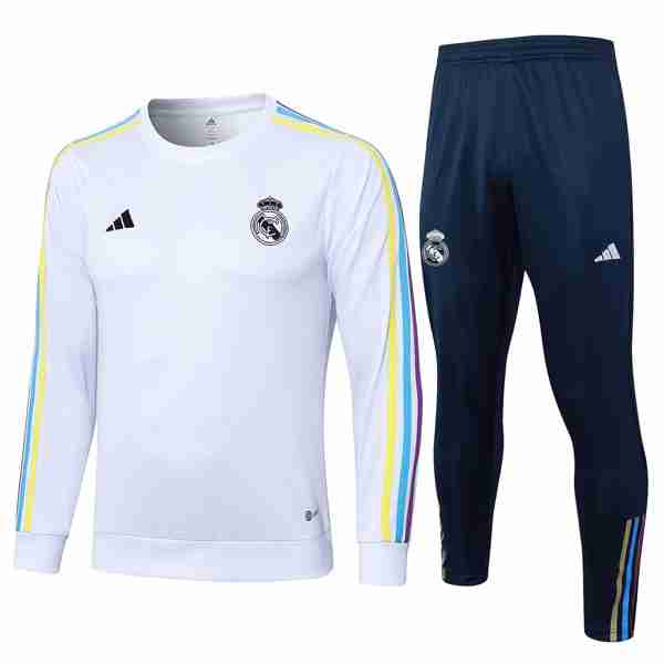 Tailandia Camiseta Real Madrid 2024 ML Blanco Tailandia Camiseta Real Madrid Manga Larga Entrenamiento 2024 Blanco