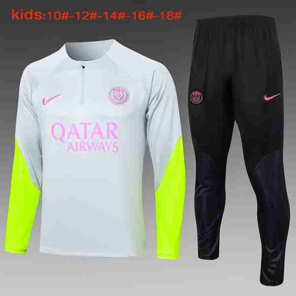 Ninos Sudadera De Training PSG 2024-2025 Gris Rosa Sudadera Entrenamiento Ninos Paris Saint Germain 2024 2025 Gris Rosa