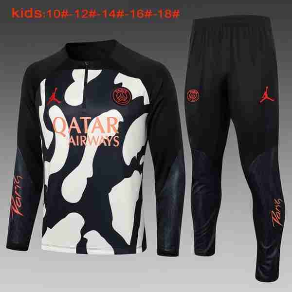 Ninos Sudadera De Training PSG 2024-2025 Negro Blanco Sudadera Entrenamiento Ninos Paris Saint Germain 2024 2025 Negro Blanco