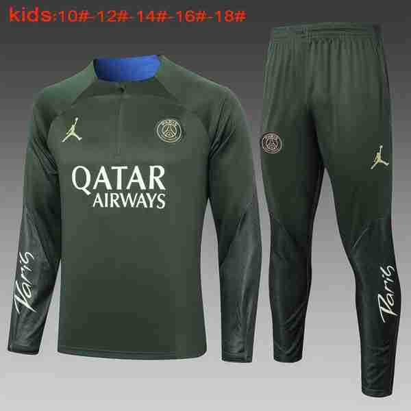 Ninos Sudadera De Training PSG 2024-2025 Verde Sudadera Entrenamiento Ninos Paris Saint Germain 2024 2025 Verde