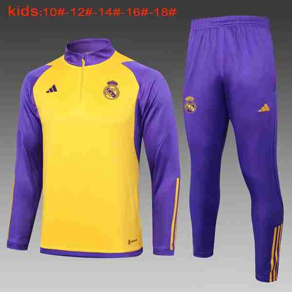 Ninos Sudadera De Training Real Madrid 2024-2025 Amarillo Purpura Sudadera Entrenamiento Ninos Real Madrid 2024 2025 Amarillo Purpura 1