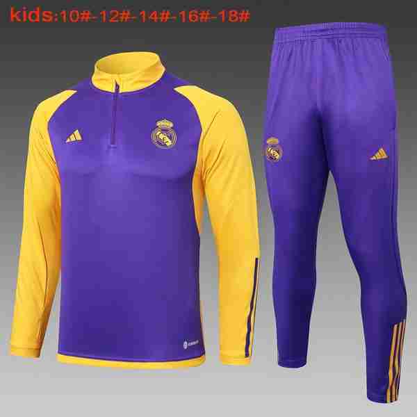 Ninos Sudadera De Training Real Madrid 2024-2025 Purpura Amarillo Sudadera Entrenamiento Ninos Real Madrid 2024 2025 Purpura Amarillo 1