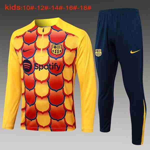 Niños Sudadera De Training Barcelona 2024-2025 Amarillo Rojo 3 Sudadera Entrenamiento Ninos FC Barcelona 2024 2025 Amarillo Rojo