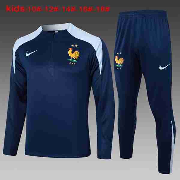 Niños Sudadera De Training Francia 2024-2025 Azul 3 Sudadera Entrenamiento Ninos Francia 2024 2025 Azul