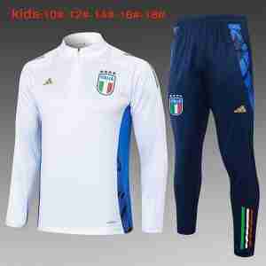 Sudadera Entrenamiento Niños Italia 2024 2025 Blanco Azul