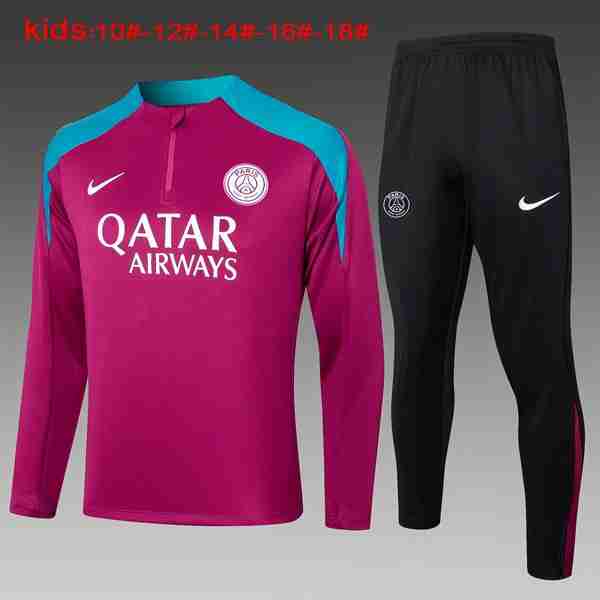 Niños Sudadera De Training PSG 2024-2025 Purpura Rojo 3 Sudadera Entrenamiento Ninos Paris Saint Germain 2024 2025 Purpura Rojo
