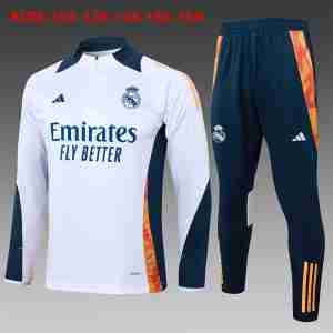 Sudadera Entrenamiento Niños Real Madrid 2024 2025 Blanco Azul