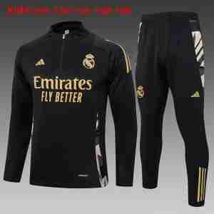 Sudadera Entrenamiento Niños Real Madrid 2024 2025 Negro Amarillo