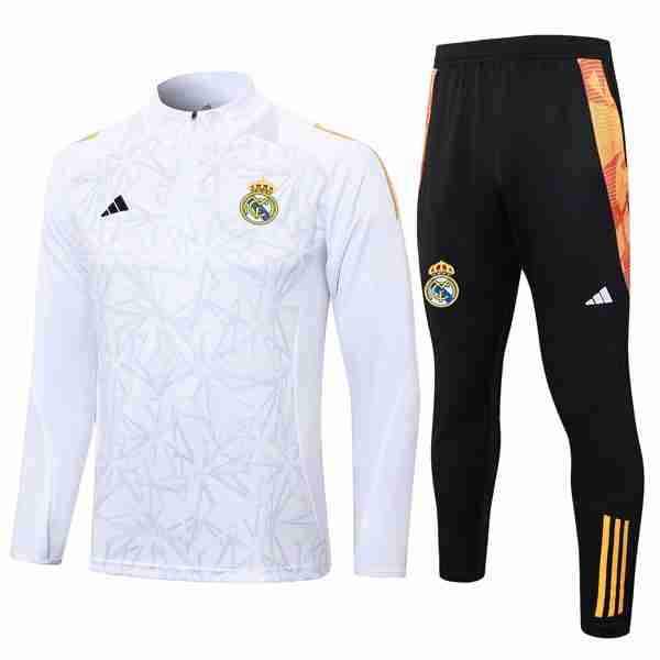 Sudadera De Training Real Madrid 2024-2025 Blanco Gris 3 Sudadera Entrenamiento Real Madrid 2024 25 Blanco Gris