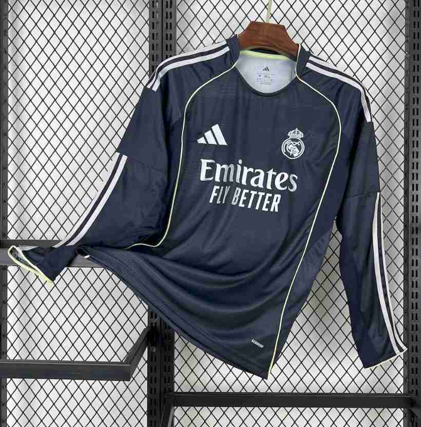 Tailandia Equipacion Real Madrid Manga Larga Segunda 2025 2026 Tailandia Equipacion Real Madrid Manga Larga Segunda 2025 2026